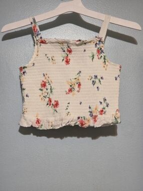 Kids Rare Editions White Floral Smocked Tank Top